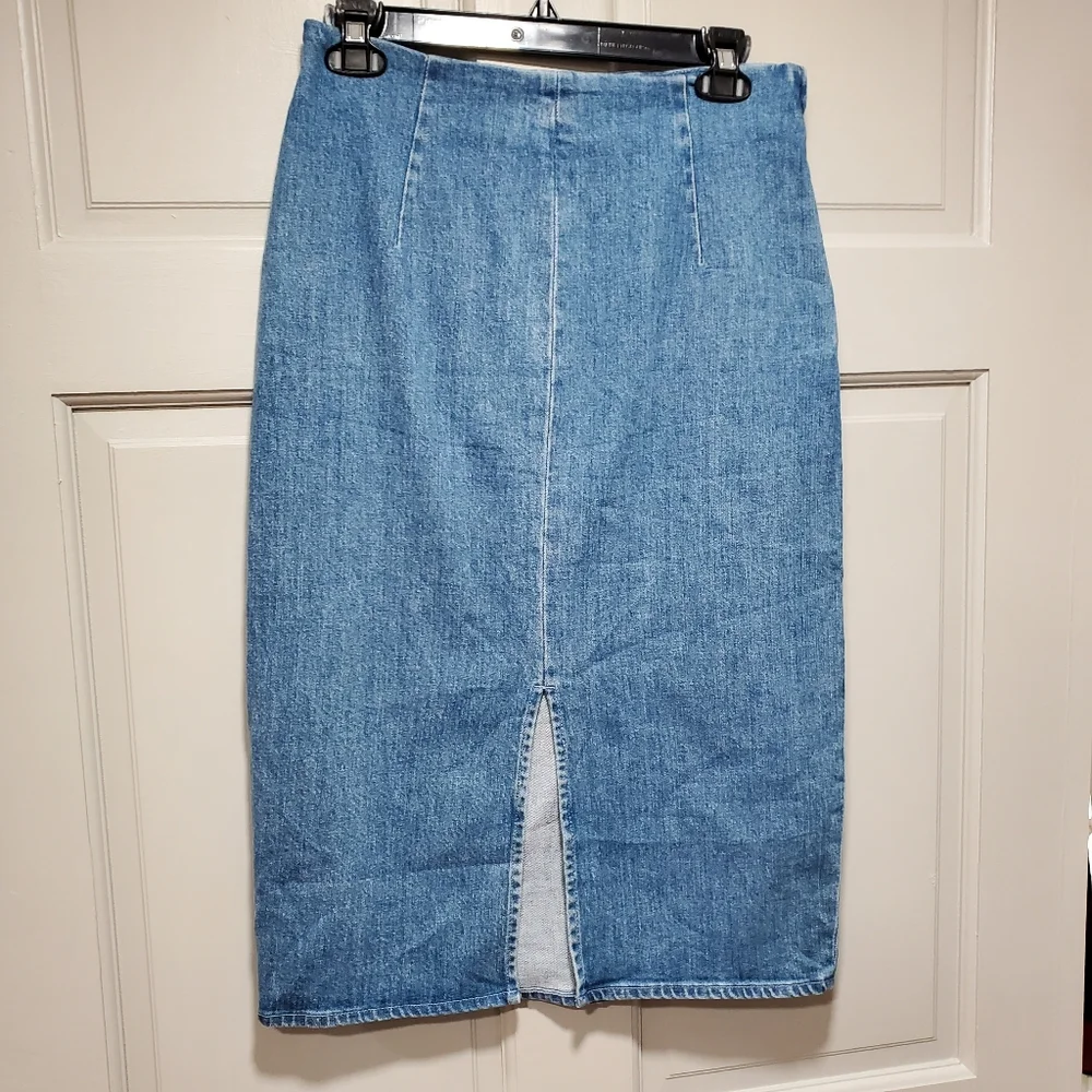 J.Crew Women Pencil Skirt Size 27 Stretch Medium Wash Denim‎ in Frosty Sky Wash